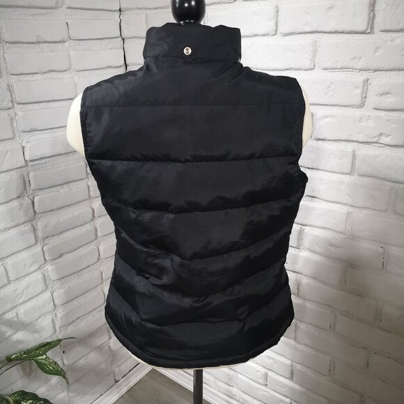 Talbots Ladies Size Medium Snap & Zipper Closure Black Puffy Vest - Picture 2 of 9